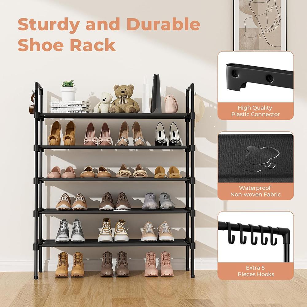 Estante Zapatero de Acero Inoxidable Reforzado con 5 Niveles de Almacenamiento, Gran Capacidad para 15–20 Pares de Zapatos, Armado Sencillo, Ideal Casa, Oficina y Vestidor