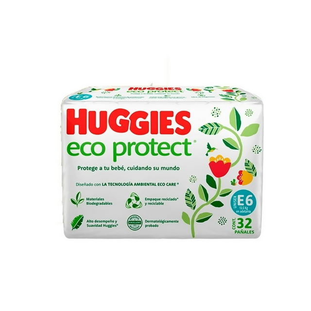 Pañales Huggies Ecoprotect etapa 6 con 32 piezas