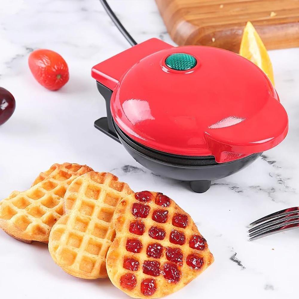 Máquina de waffles "Amor", mini máquina de waffles de 5 pulgadas, portátil y eléctrica, pequeña máquina para sándwiches de waffles y desayuno