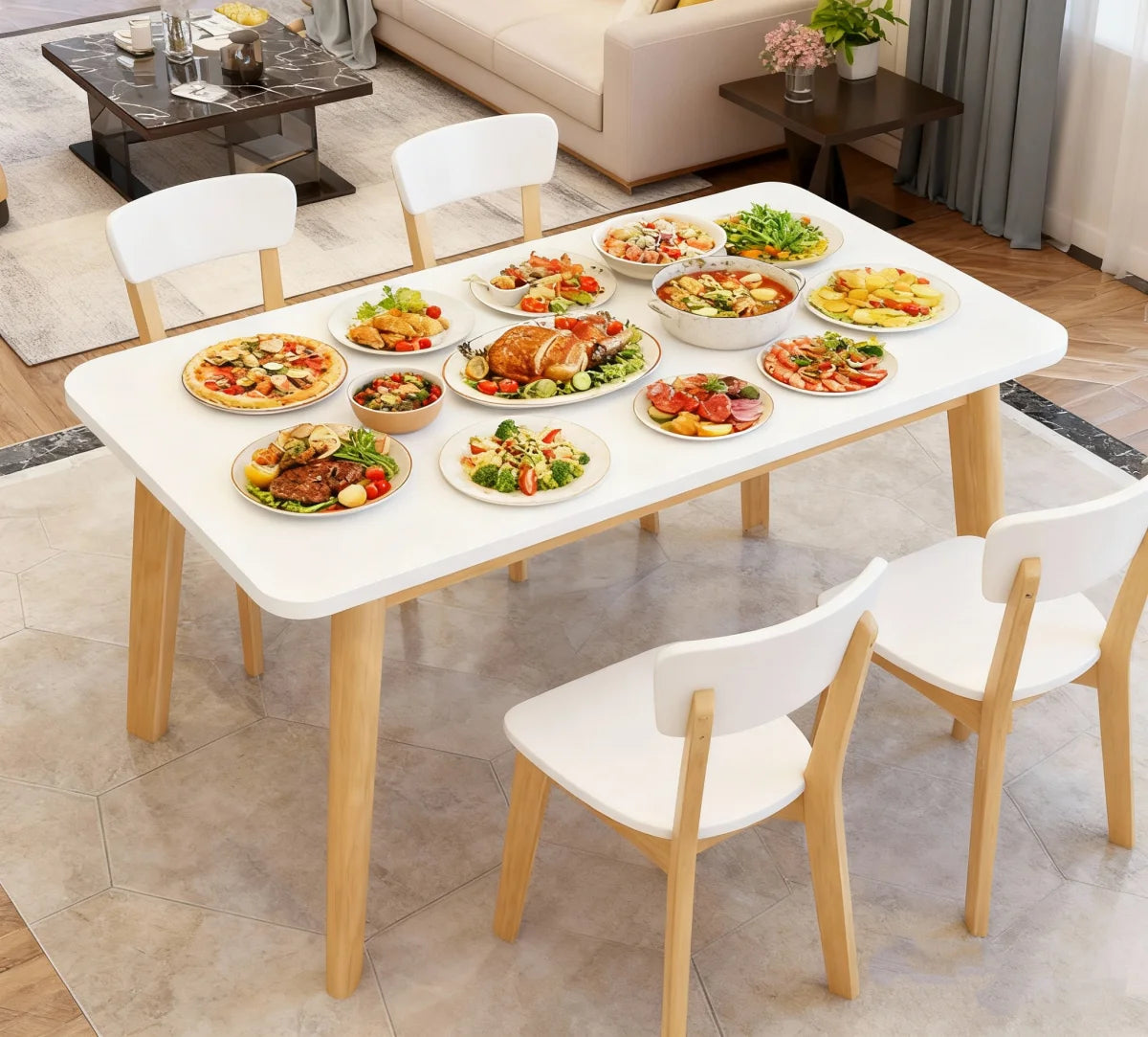 Mesa Para Comedor Moderno Minimalista Madera Mesas De Reunión Escritorio Para Computadora Escritorio De Oficina Mesas Laterales Mesas Para Jardin 100*60*75cm