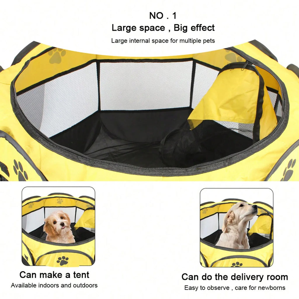 Plegable Duradero Y Portátil Lona De Oxford Valla De La Sala De Partos Para Mascotas Nido De Gato De Jaula De Perro Octogonal