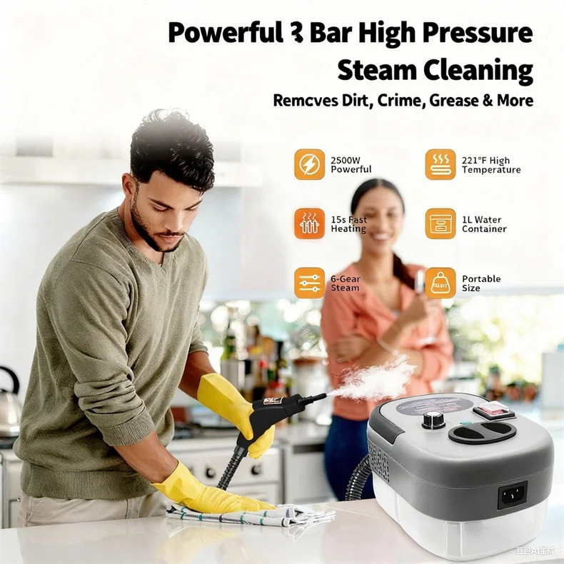 Limpiador a Vapor de Alta Temperatura, Lavadora a Presión, Máquina de Limpieza a Vapor para Aire Acondicionado, Cocina, Hogar y Automóvil