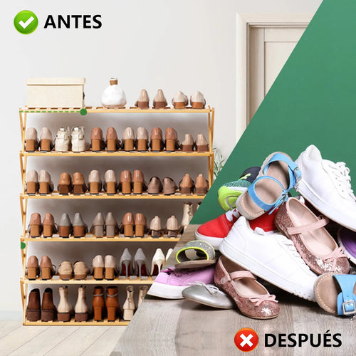 1pieza Estante de zapatos plegable de bambú, instalación gratuita en interiores, estante de almacenamiento de varias capas, dormitorio, hogar, puerta de almacenamiento, artefacto, estantes de utilidad
