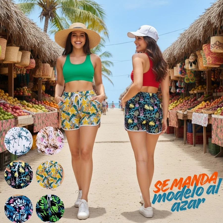 Súper Kit de 6 Shorts Playeros Estampados - Pack de Verano de Secado Rápido y Elástico (Modelos al Azar)