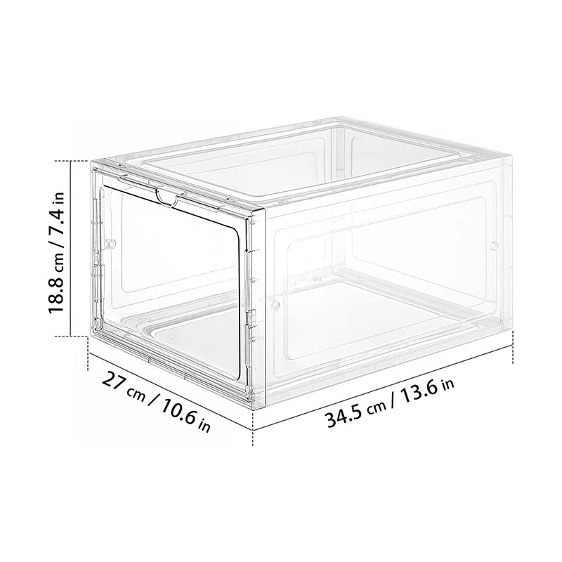 Caja de almacenamiento de zapatos transparente apilable de 1 pieza - Bolsa de almacenamiento de caja de zapatos de acrílico con caída frontal, caja de zapatos gruesa y resistente para guardar zapatos, bolsos, sombreros