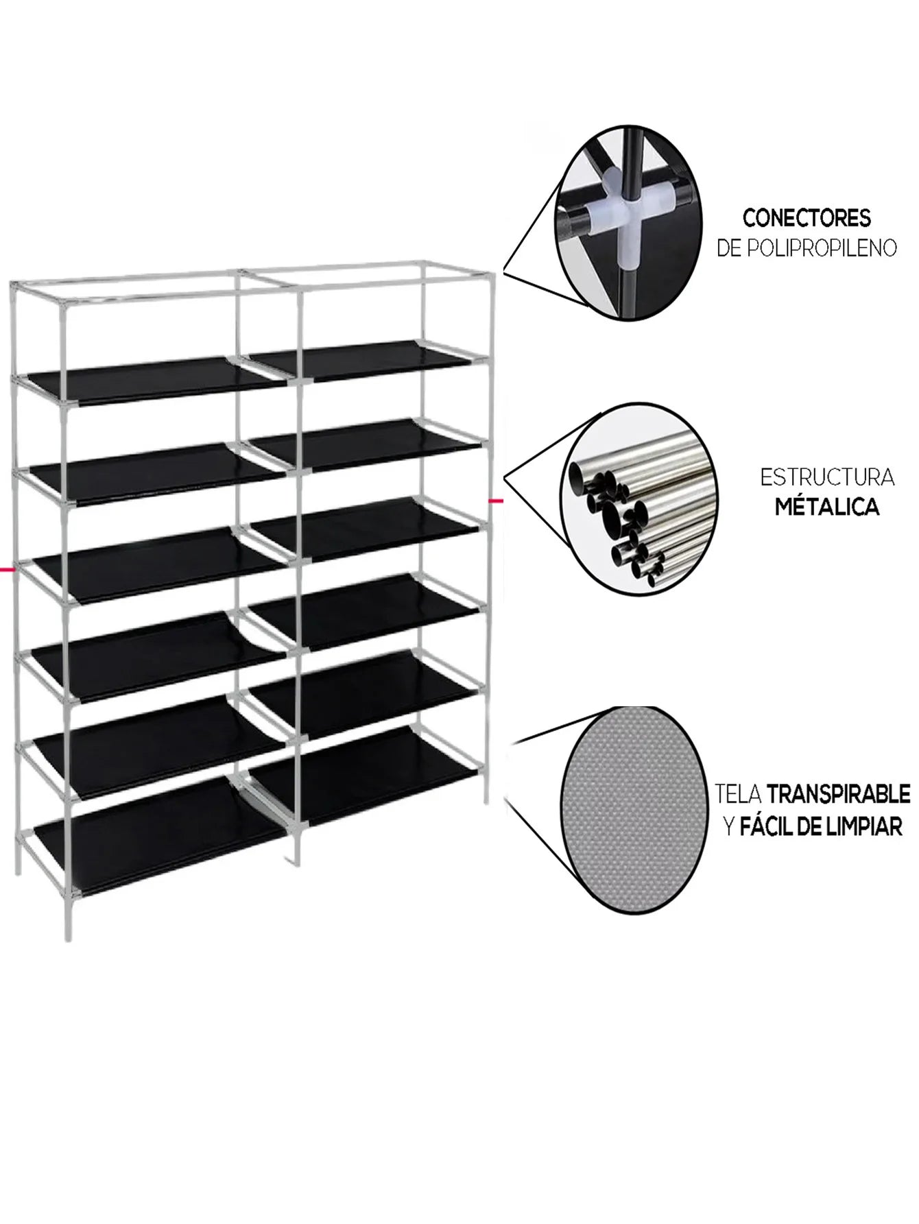 Zapatera Doble Organizador Cubierta de Tela Impermeable, Estante con Estructura de Acero de 6 Niveles, Zapatero Ahorrador de Espacio, Multifuncional de Fácil Armado