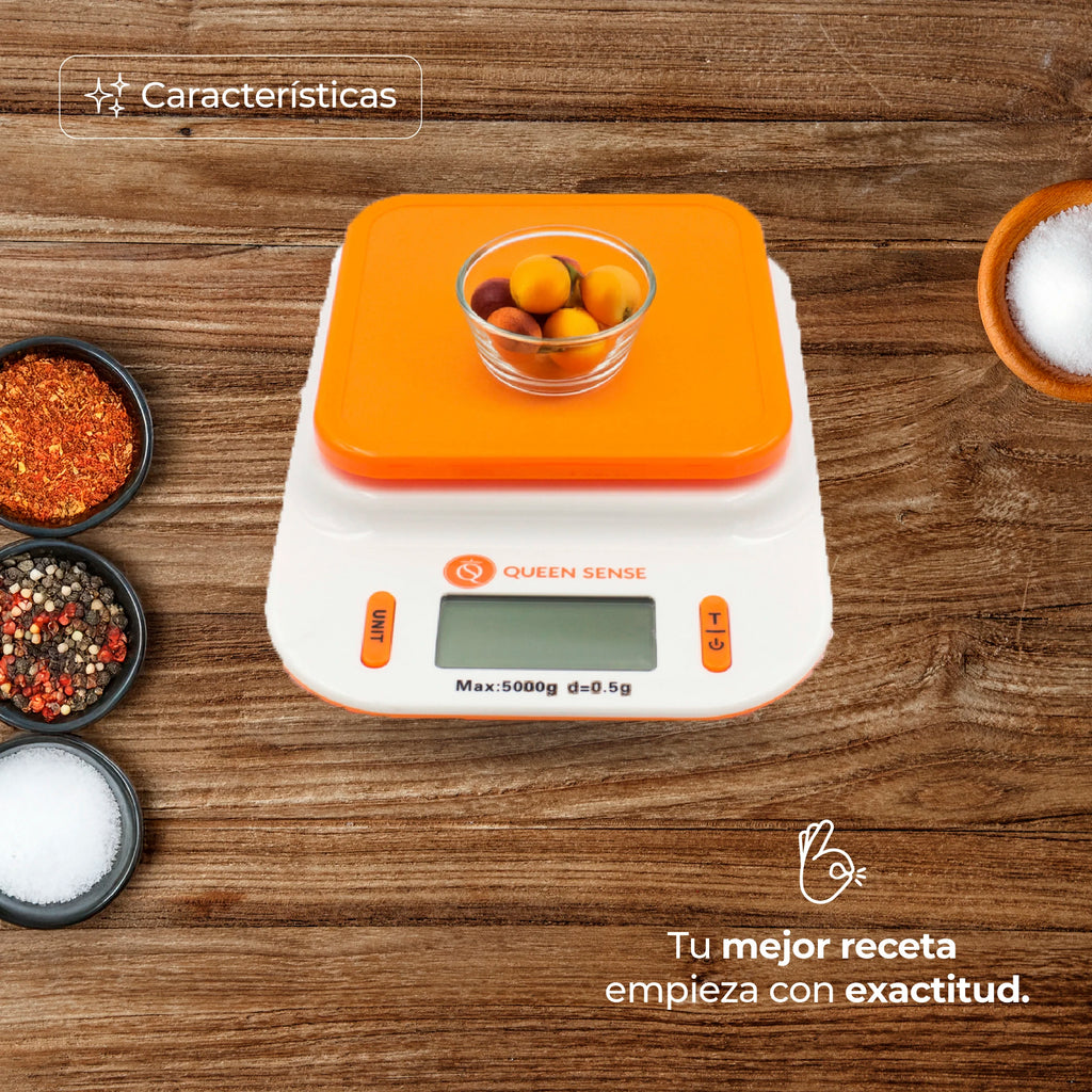 Bascula para cocina, Báscula Gramera Digital Cuadrada 0.5gr a 5kg,