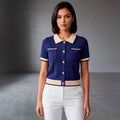 Blusa Tipo Polo De Tejido De Punto Con Botones Y Bolsillos Elegante Casual