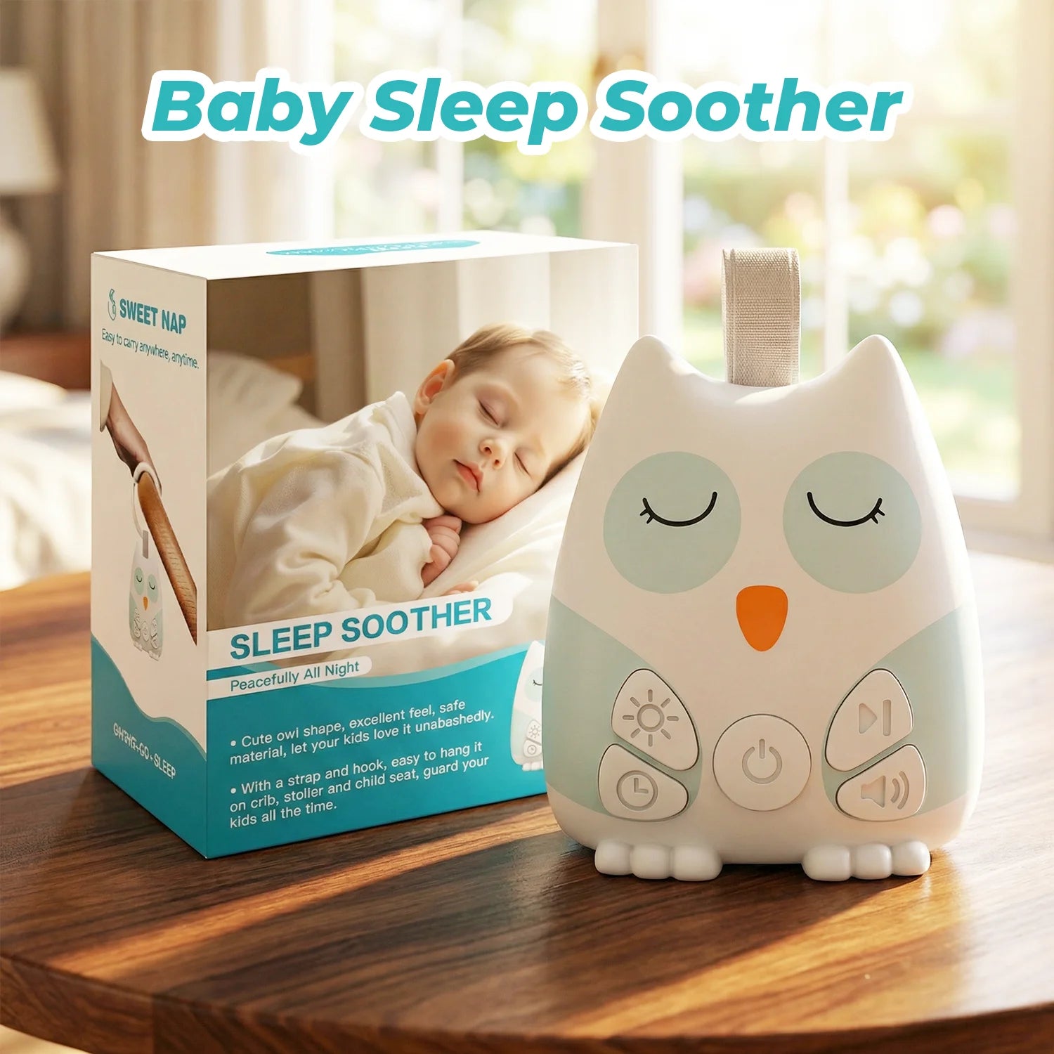 Máquina de Ruido Blanco Portátil, Asistente de Sueño para Bebés, Detección Inteligente de Llanto, 15 Sonidos Relajantes, Luz Nocturna, Temporizador, Regalo para Baby Shower