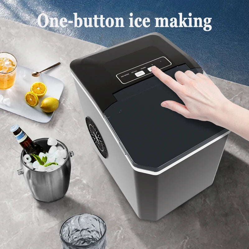 Máquina de hielo automática hogar, 6min/9pz, mudo, multifuncional, acero inoxidable
