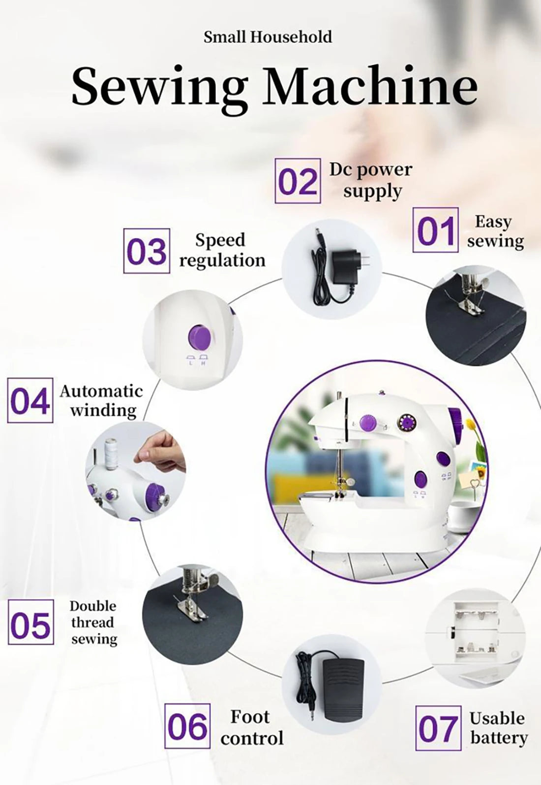 Tijera de coser portátil miniatura para uso doméstico, ideal para el cuidado de prendas y manualidades caseras.