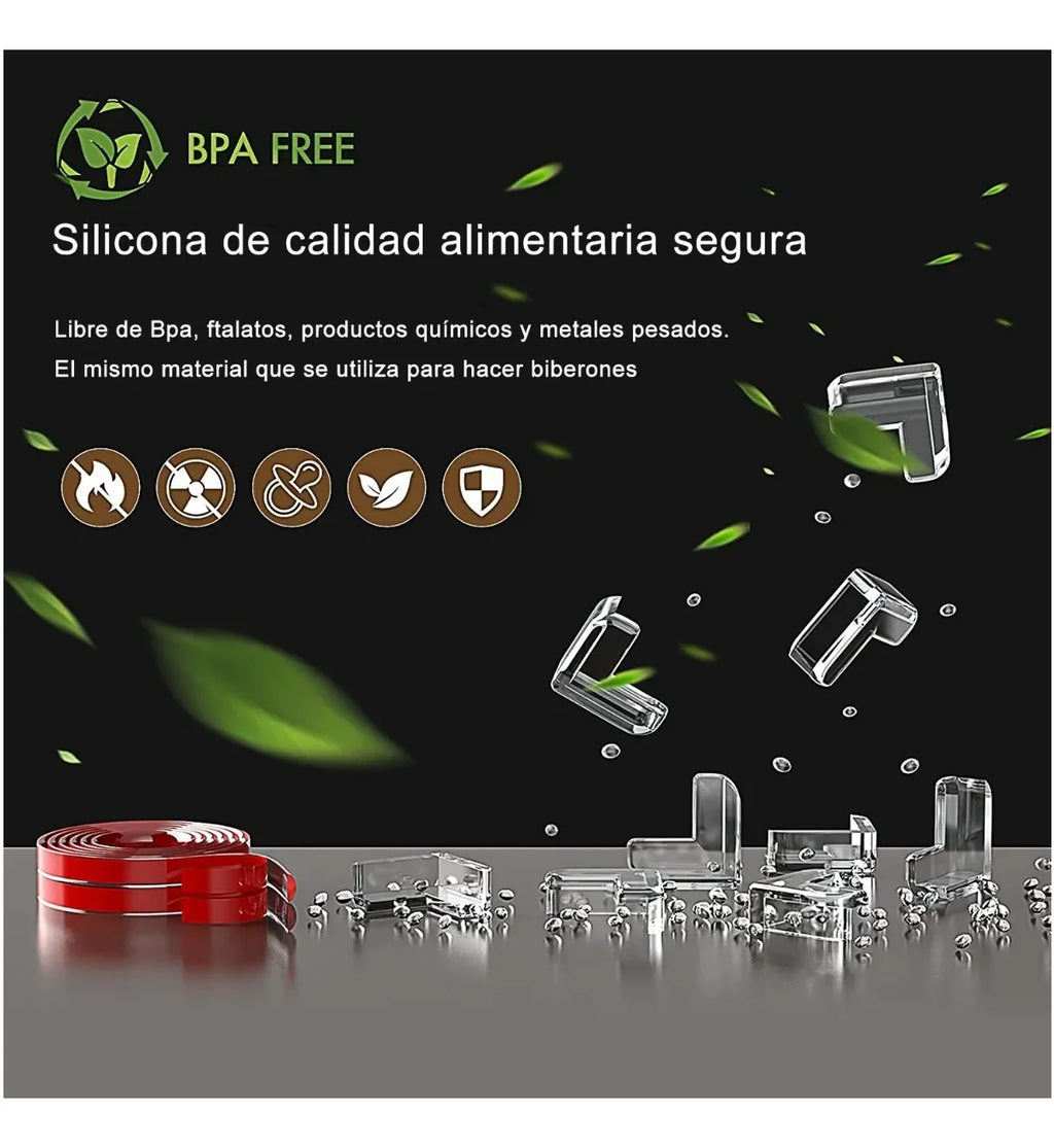 Kit Protector De 12 Pzs Esquinas Bebe Seguridad Lab.G Banda 6m Roja