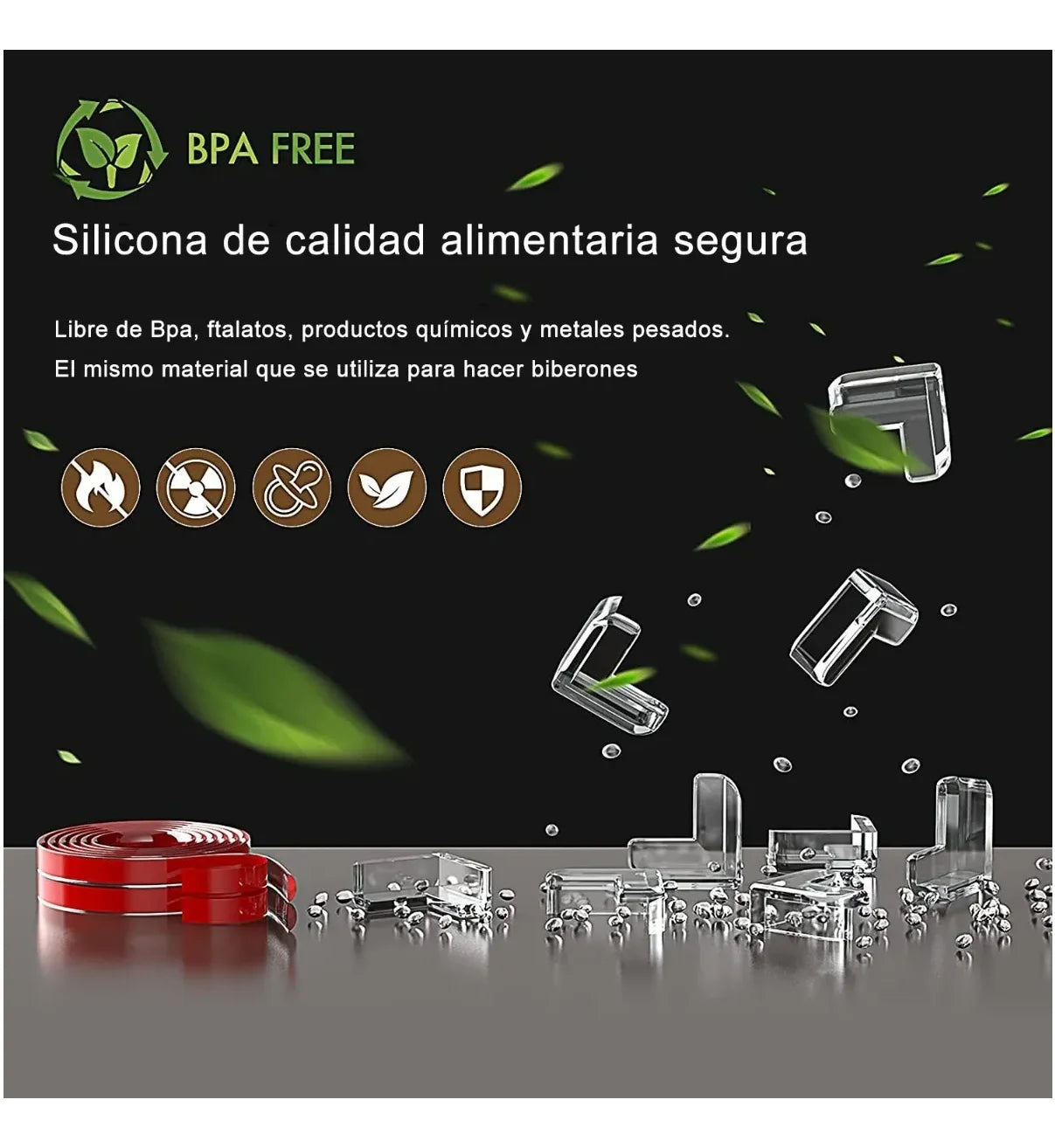 Kit Protector De 12 Pzs Esquinas Bebe Seguridad Lab.G Banda 6m Roja