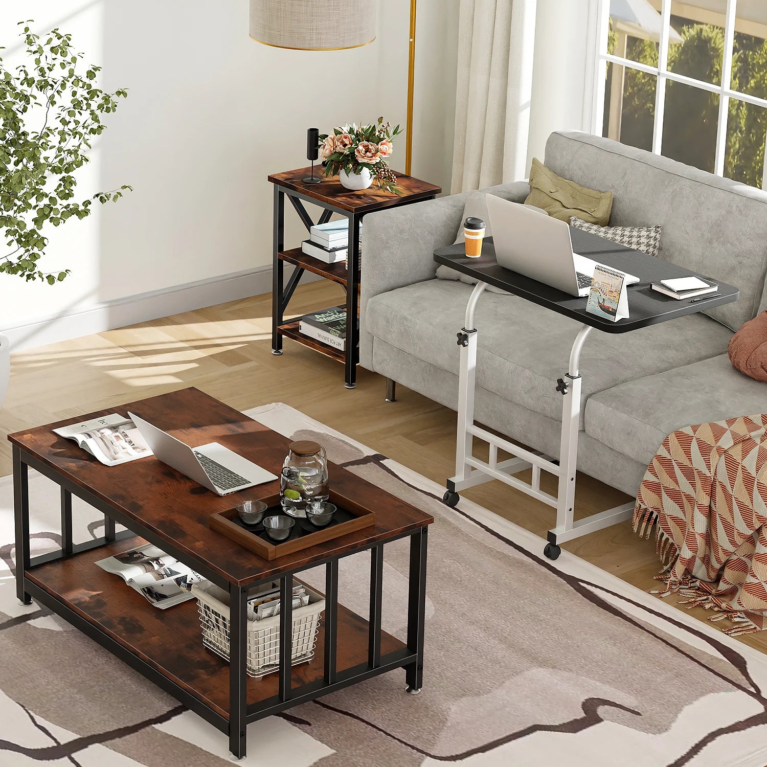 Mesas Laterales Con Ruedas Soportes Para Laptops Con Ruedas Y De Altura Ajustable,60x40x90cm Mesas De Reunión,mesas Laterales,ajustable Escritorio Mesas Para Jardin Altura Ajustable Mesa Laterales Escritorio