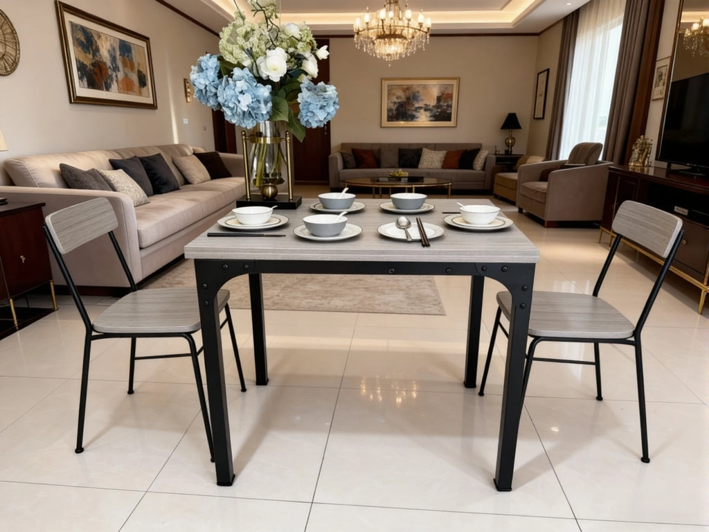 Mesa Comedor Rectangular Extensible para 4-6 Personas, Tapa Madera Negra con Revestimiento Polvo Negro en Patas Metal, Mesa Comedor Grande con Hoja Extensible Separada Mesa de Escritorio con Superficie Plegable