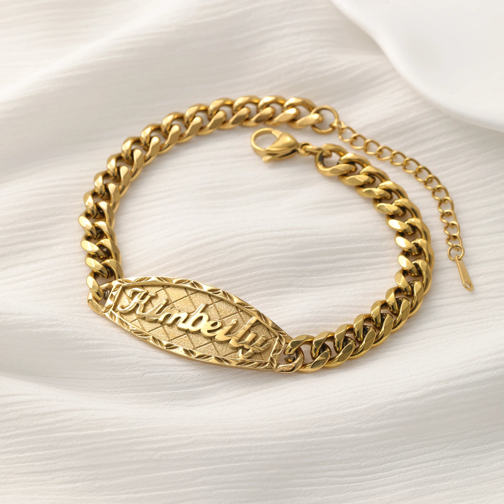 Zciti Pulsera con nombre personalizado 3d, joyería de acero inoxidable chapada en oro de 18 quilates, regalo de vacaciones para sus seres queridos