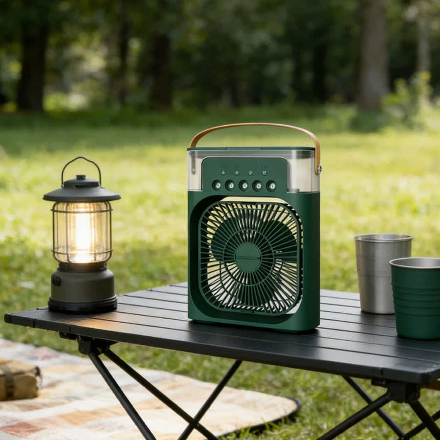 1 ventilador de enfriador de pulverización de cinco agujeros, portátil Ventilador de escritorio, adecuado para oficina, estudio, al aire libre, etc.