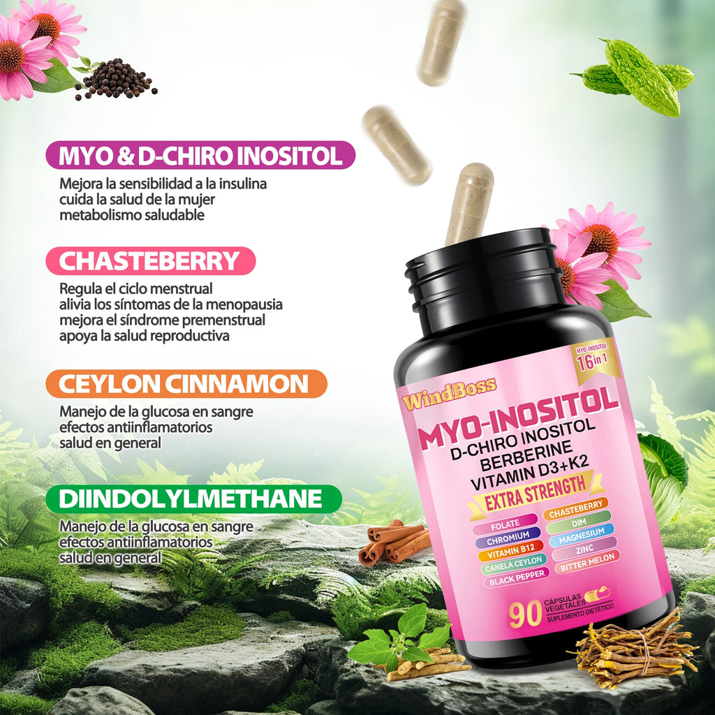 【Complete Balance】 Windboss Cortisol and Inositol Combo, All-Day Energy Support, 90+60 Capsules