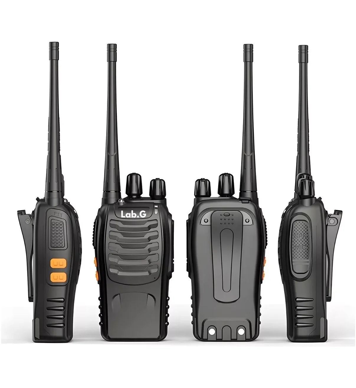 2 Pcs Radios Walkie Talkie Recargable, Con Manos Libres Bandas de frecuencia UHF Lab.G Color Negro