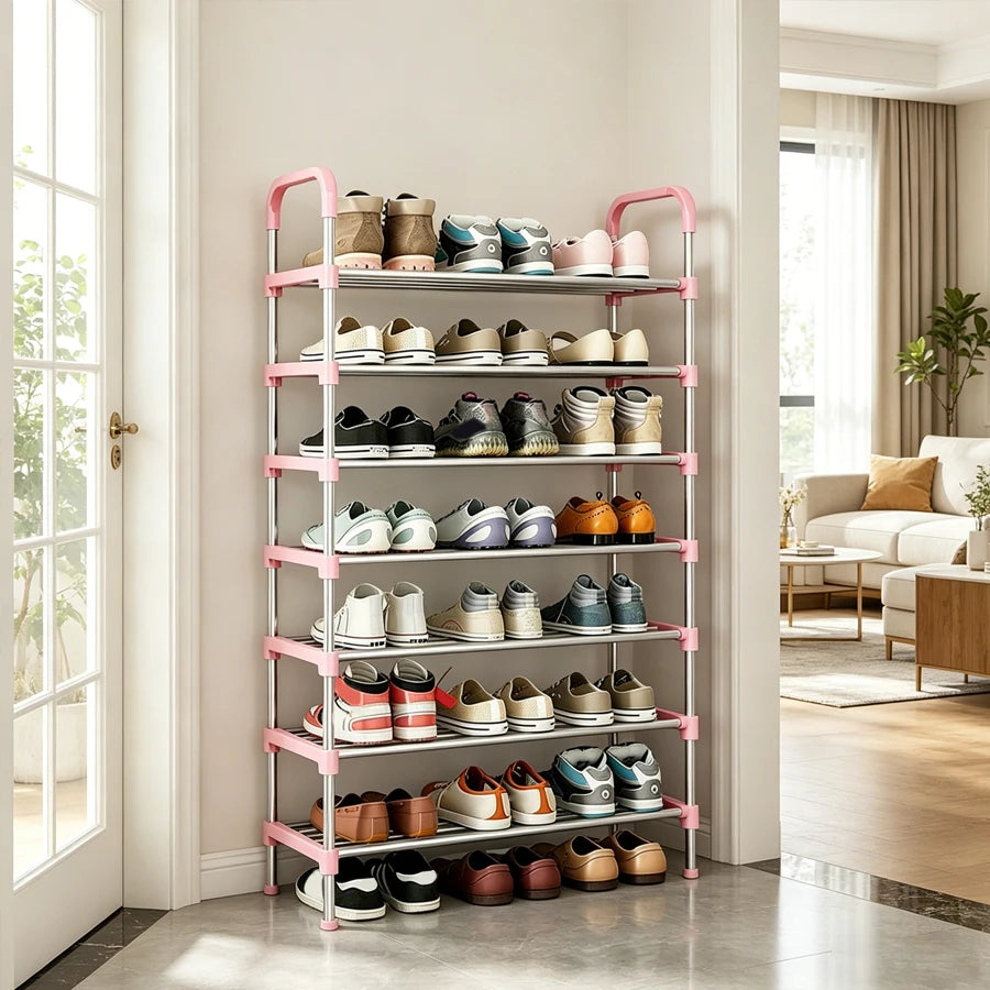 Organización familiar 6/7/8 capas de estantes de zapatos, montaje simple, almacenamiento a gran capacidad, adecuado para almacenamiento múltiple de zapatos