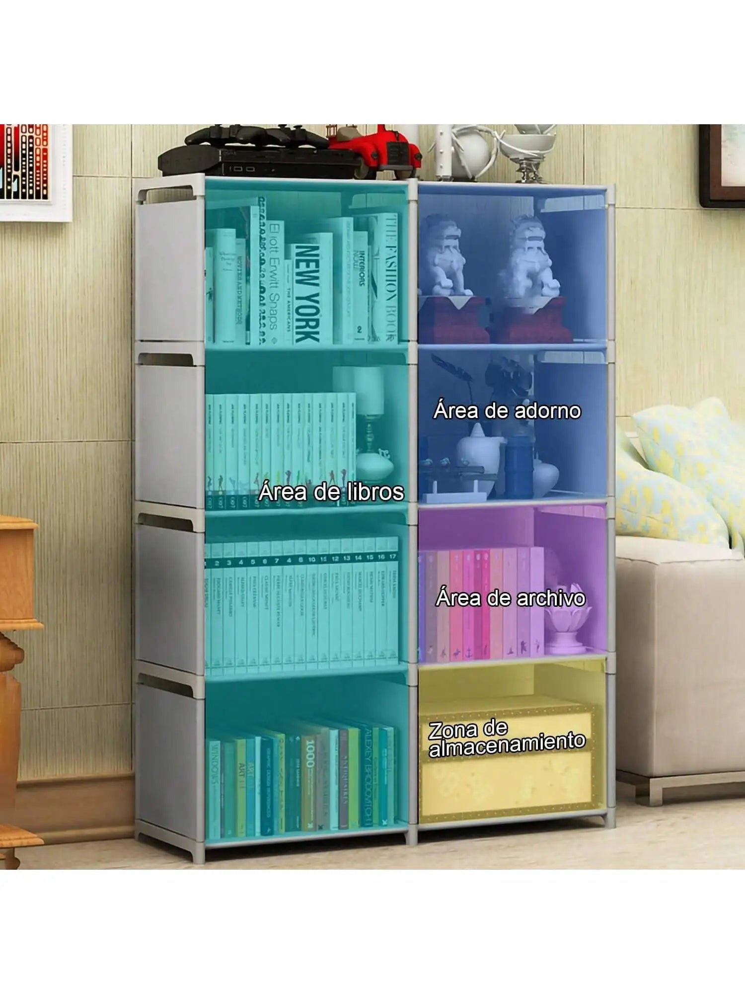 Librero Y Mueble Organizador Estante Para Libros 4 Cubos