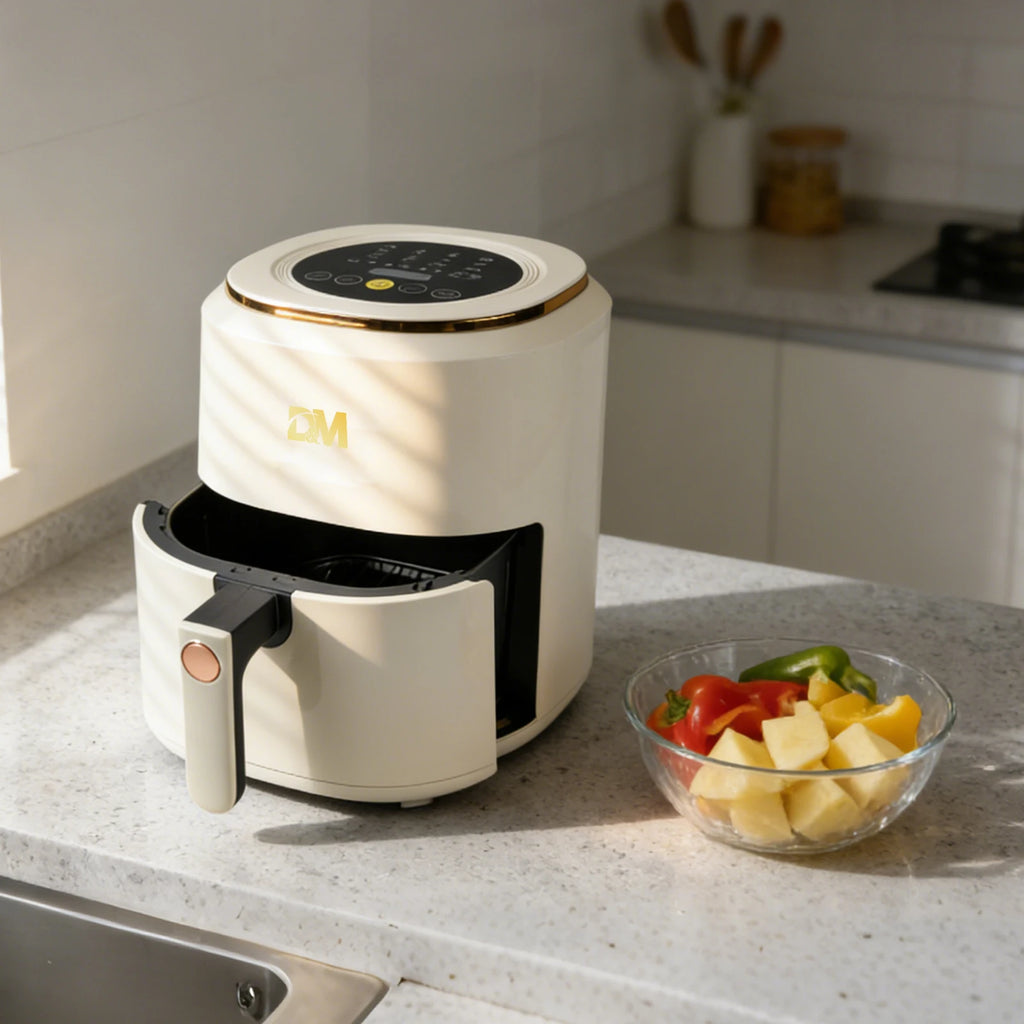 Freidora de Aire 7.5L XXL con Ventana Visual, 10 Programas Automáticos, Cocción Sin Aceite 360°, Antiadherente, Temporizador, Ideal para Pollo/Papas/Pizza, Hogar y Oficina.