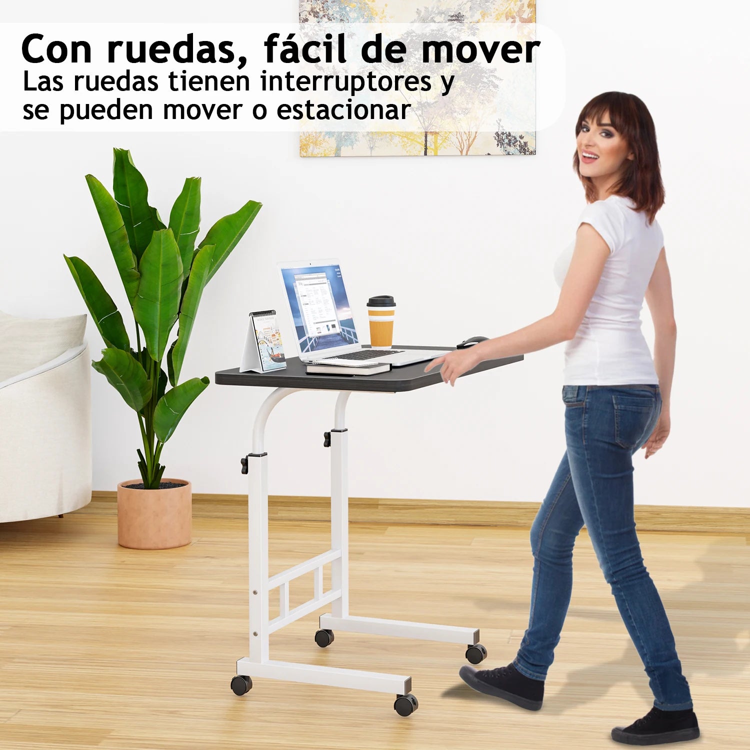 Mesas Laterales Con Ruedas Soportes Para Laptops Con Ruedas Y De Altura Ajustable,60x40x90cm Mesas De Reunión,mesas Laterales,ajustable Escritorio Mesas Para Jardin Altura Ajustable Mesa Laterales Escritorio