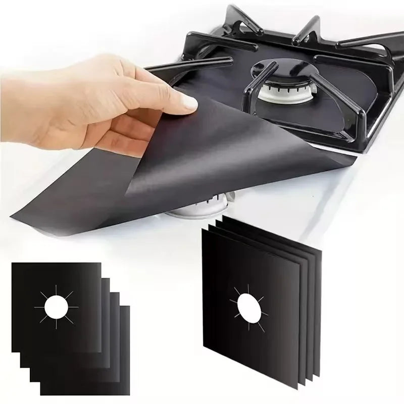 2pcs Almohadilla de aceite antiadherente para estufa de Gas, Protector de estufa de Gas resistente al calor, alfombrilla de limpieza de estufa doble reutilizable, Kit integrado,