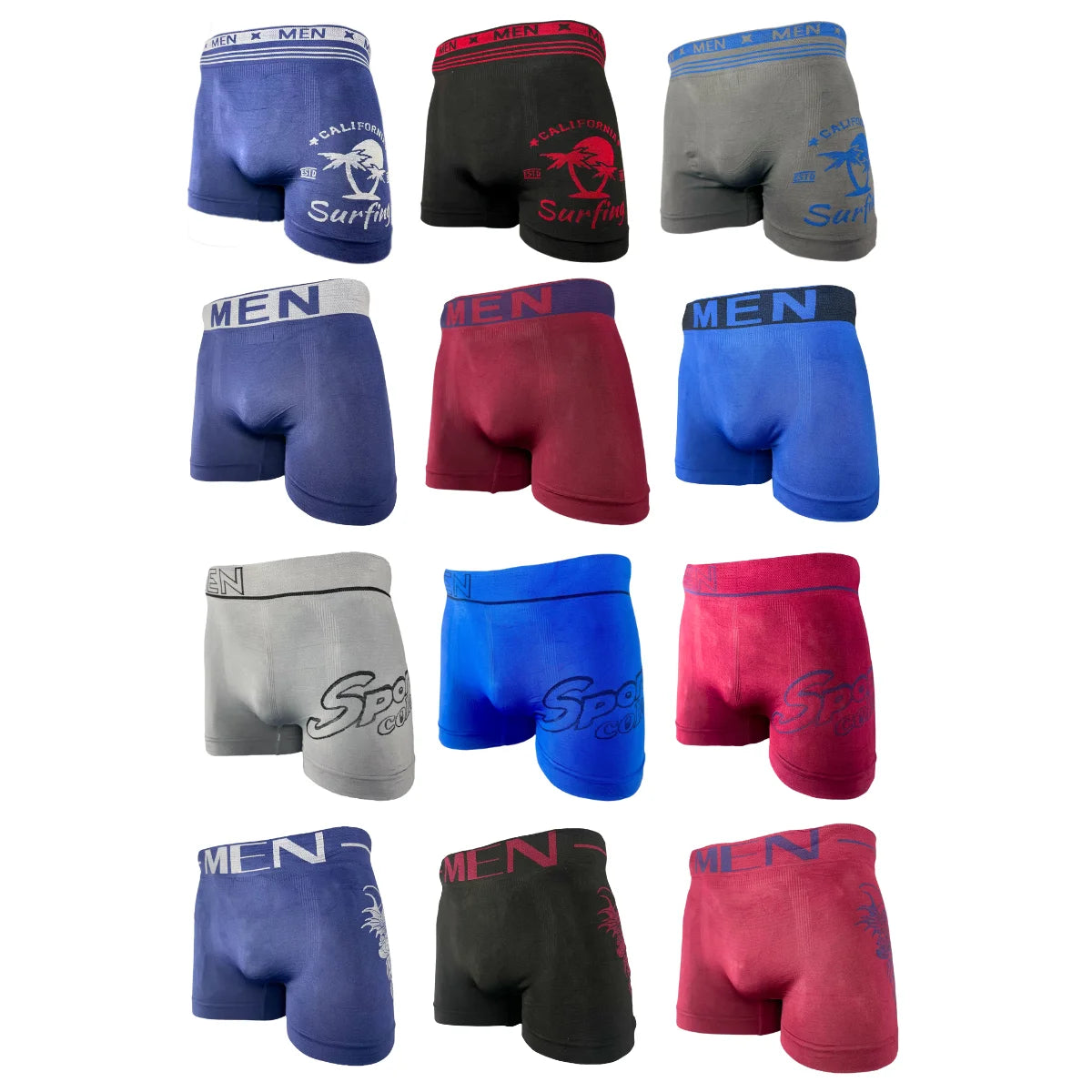 12 Piezas Boxer Caballero Mayoreo Tela Suave Cómodos y Ajustables Económicos Ligeros Se envía Modelo Disponible