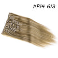 Extensión de cabello humano con Clip, extensiones de cabello humano Remy Natural de doble trama, extensiones de cabello brasileño con Clip