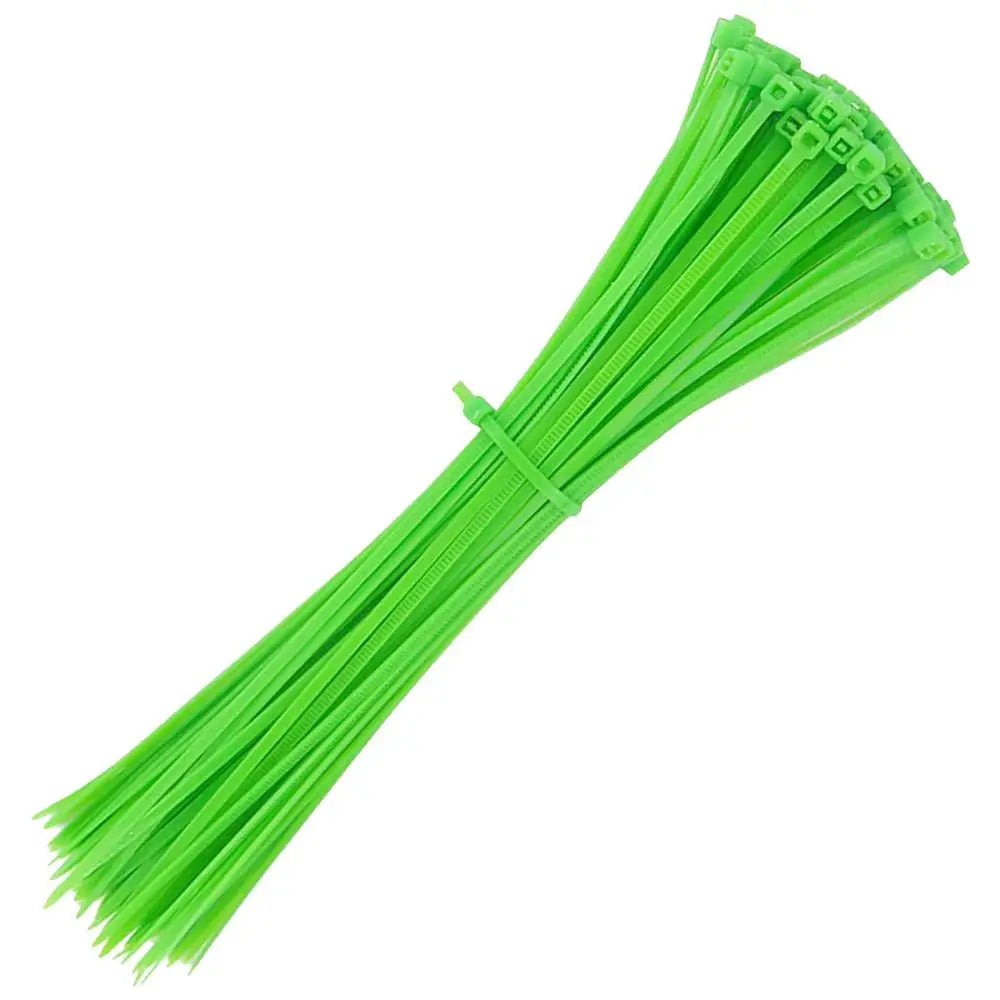 Bridas con Cierres, MXZCL, 1Paq, 100Pzas, 20cm, 2.5mm, Verde Claro, Nailon, A prueba de Ácidos, Auto Extinguible.