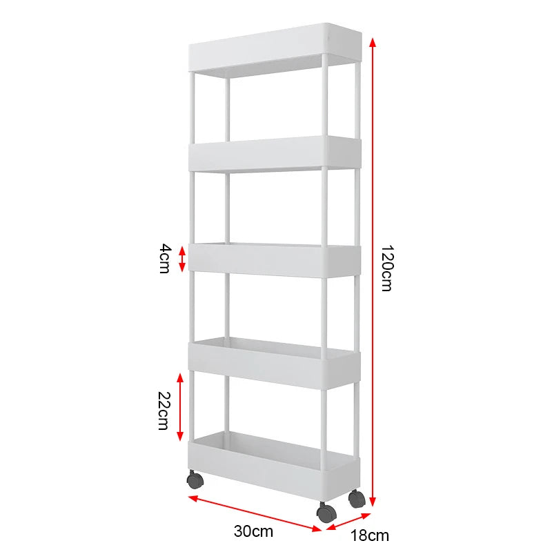 Estantería Rodante de 5/6 Niveles en Diseño Blanco y Negro, Carrito Almacenamiento Móvil Ideal para Cocina, Baño, Lavandería, Sala de Estar y Vestidores, Perfecto para Espacios Reducidos