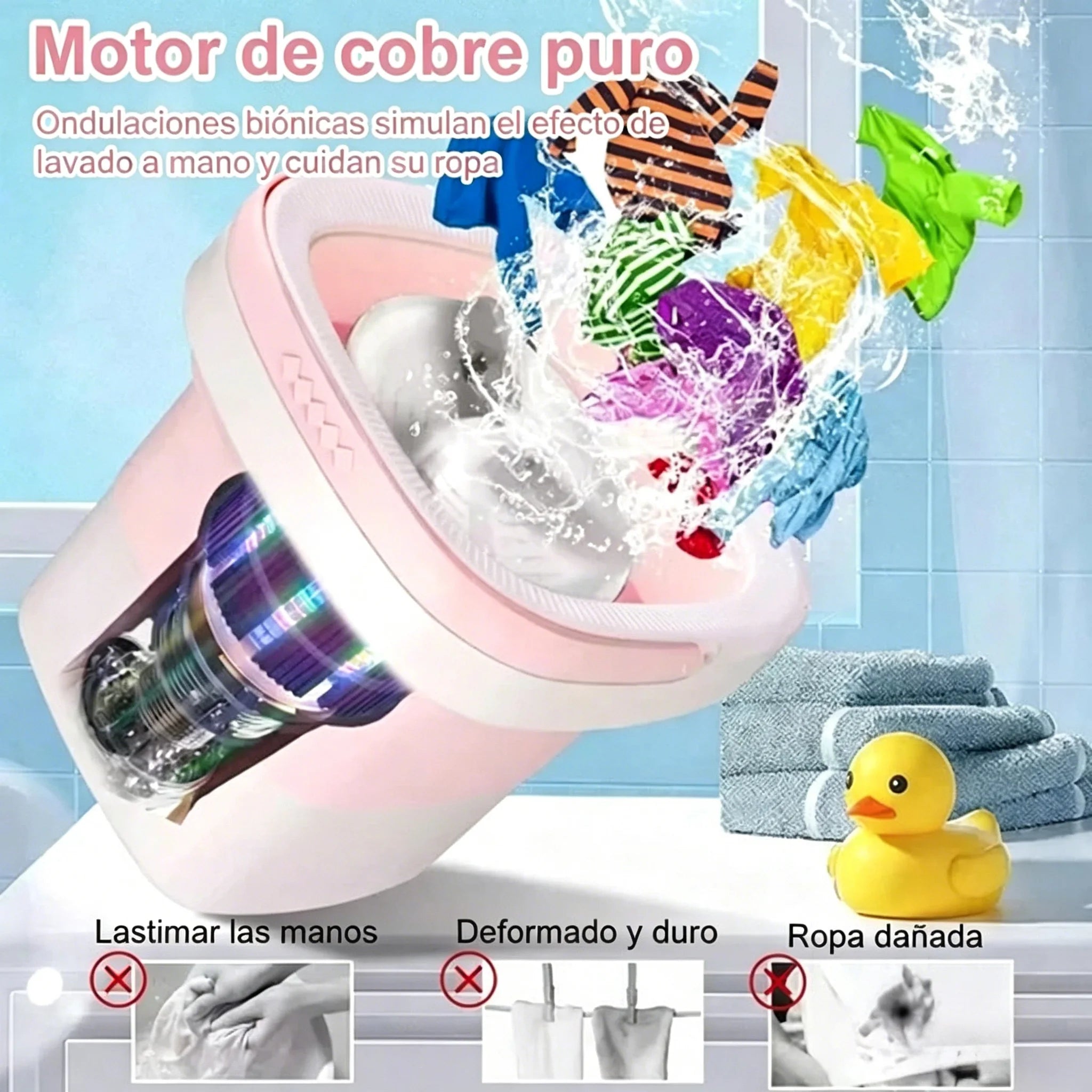 Lavadora Portátil Plegable de 7L con Función de Secado y Cesta de Drenaje, 3 Modos de Lavado Vibratorio, Diseño Compacto, Limpieza Profunda para Ropa de Bebé y Interior, Ideal para RV, Camping y Viajes