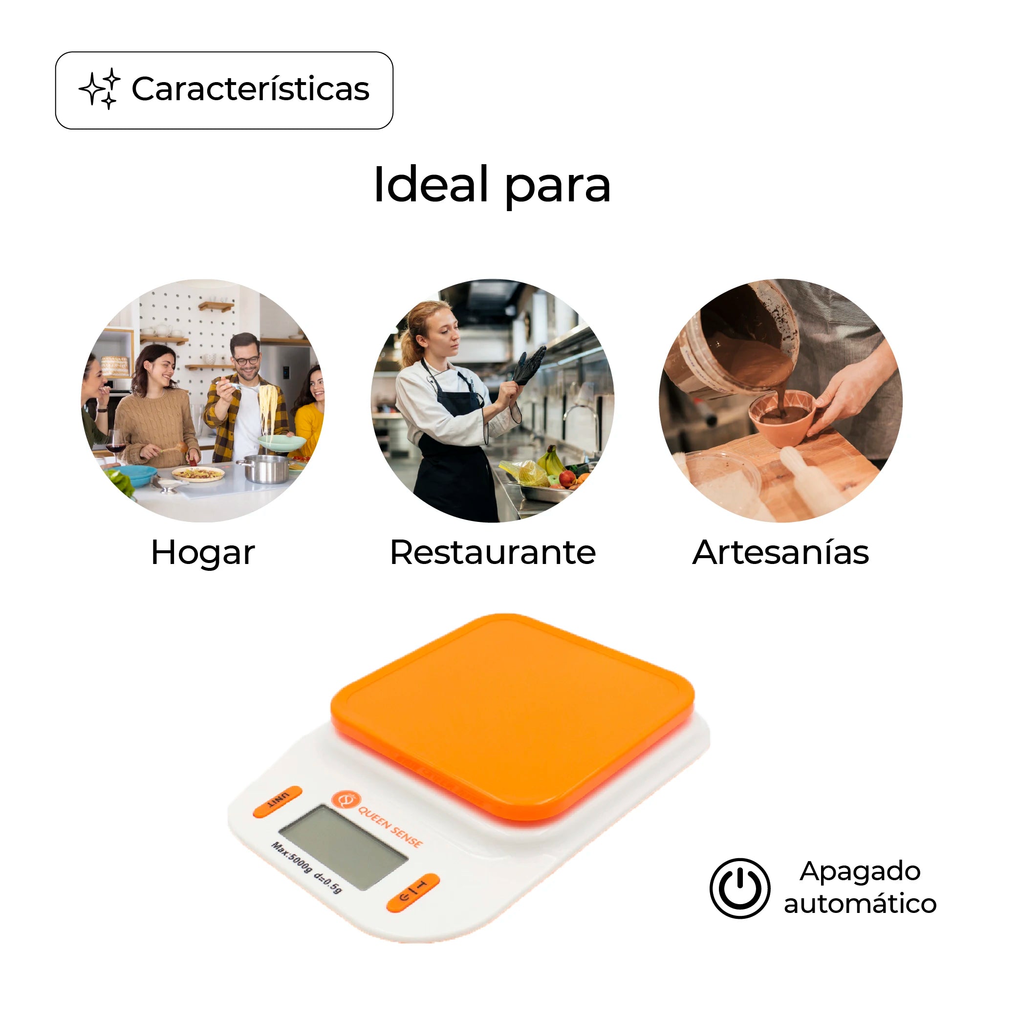Bascula para cocina, Báscula Gramera Digital Cuadrada 0.5gr a 5kg,