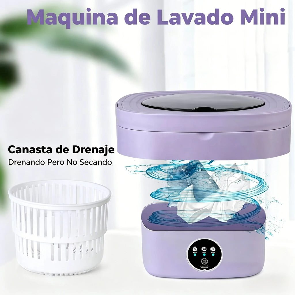 Lavadora Portátil Plegable de 7L con Función de Secado y Cesta de Drenaje, 3 Modos de Lavado Vibratorio, Diseño Compacto, Limpieza Profunda para Ropa de Bebé y Interior, Ideal para RV, Camping y Viajes