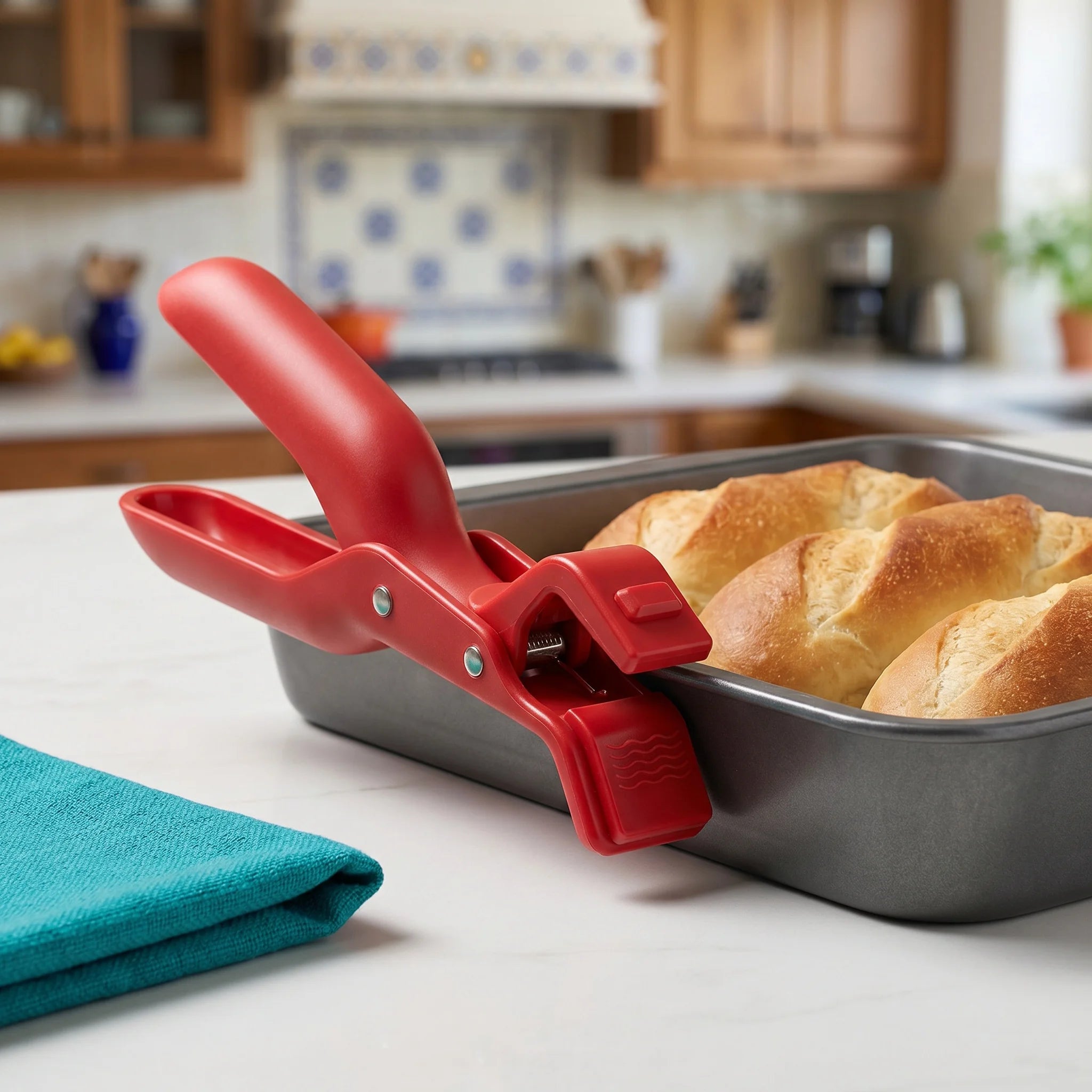 Pinzas de silicona antideslizantes para alimentos, seguras para sujetar platos y cuencos calientes, pinzas para platos, pinzas de cocina, pinzas para bandejas de horno, pinzas para cuencos, juego de dos piezas rojo y azul #ki