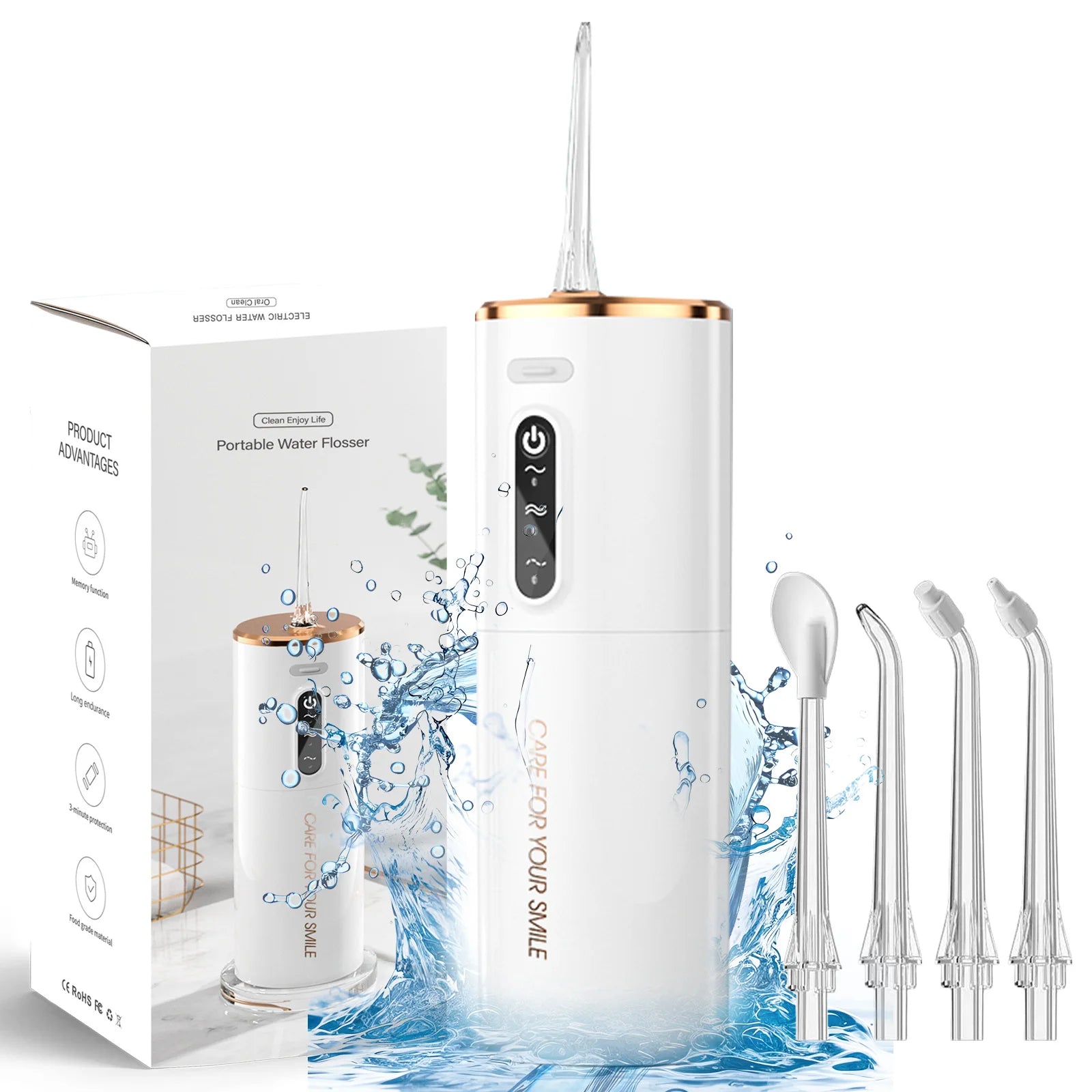 Irrigador Dental Eléctrico para Hogar – Limpiador Bucal con 5 Modos y Tanque Grande, Chorro de Agua Ajustable para Cuidado de Encías y Dientes, Incluye Boquillas
