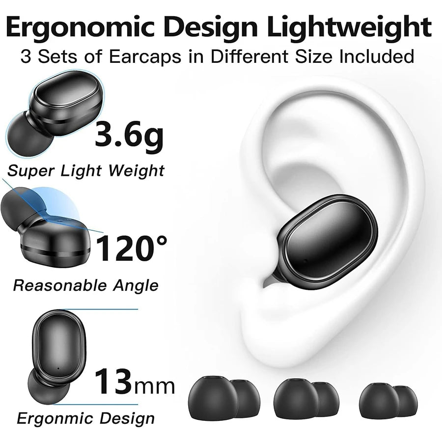 Auriculares deportivos A6S True con cancelación de ruido, reproducción de música estéreo, pantalla LCD inteligente, batería de larga duración, compatibles con todos los smartphones.