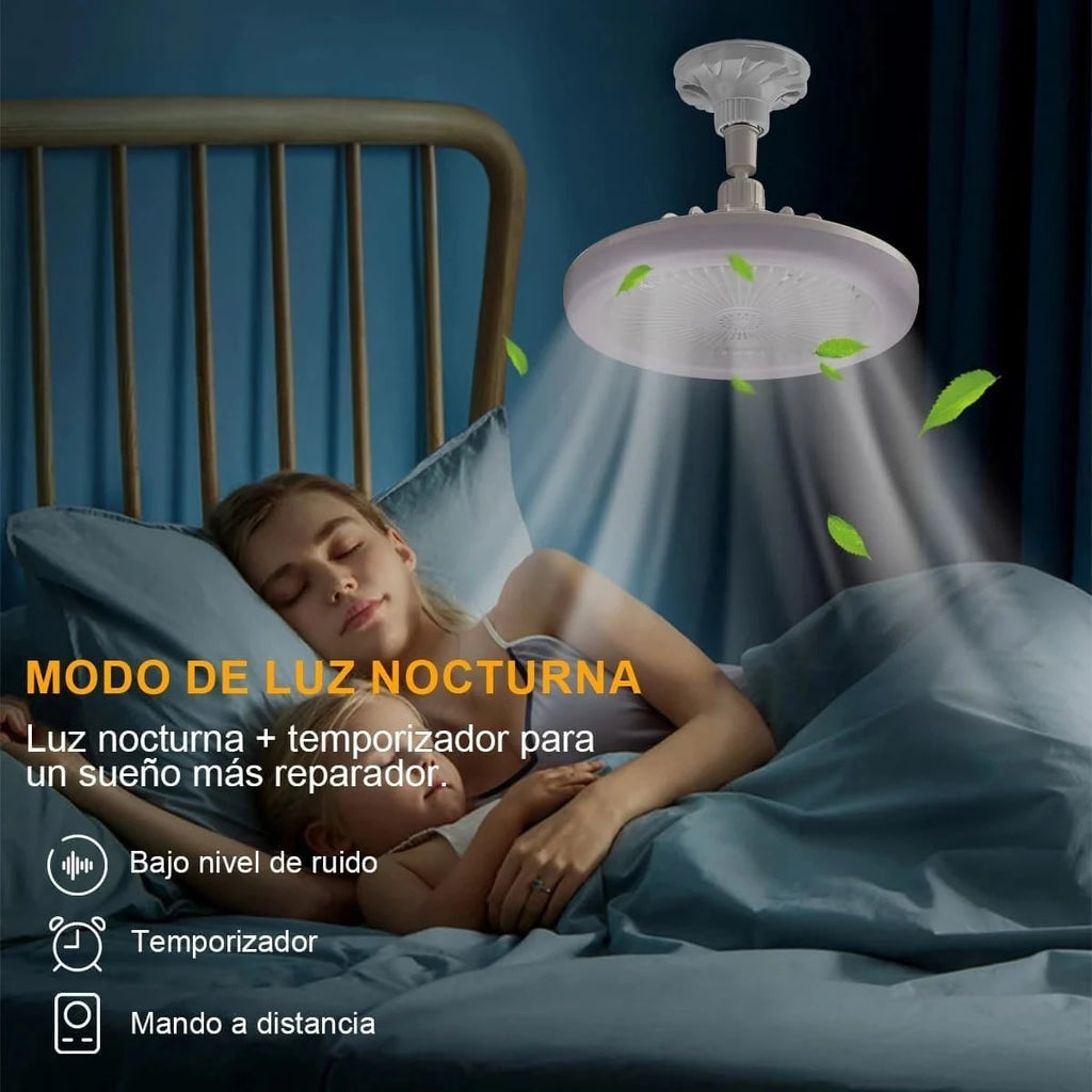 Ventilador de techo circular LED con luz y control remoto, temperatura de color ajustable de 3000 K a 6500 K, tres velocidades, ideal para diversos espacios como dormitorios.
