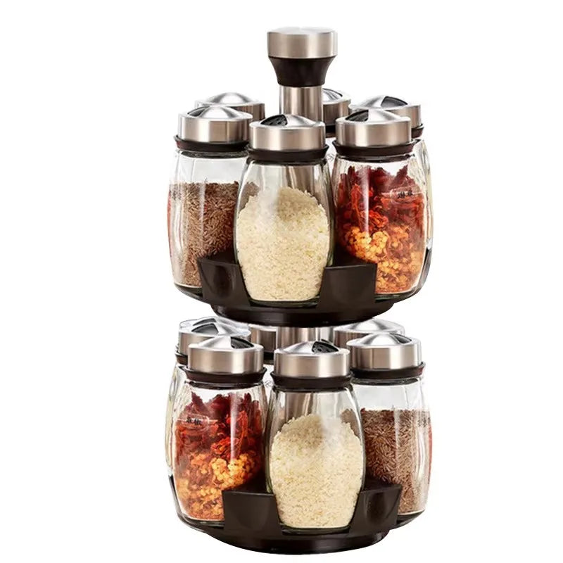 Estantería giratoria de vidrio para almacenamiento en cocina, a granel: estantería giratoria para condimentos que ahorra espacio