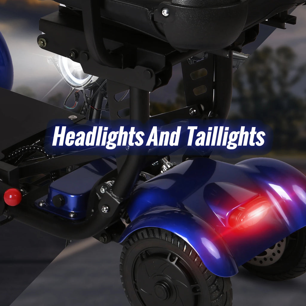 SUNNIGO Scooter Eléctrico Todoterreno de 4 Ruedas, Motor Dual de 500W, Batería de Litio de 36V 18Ah, Ligero, Plegable, Asiento Ajustable, Neumáticos Antideslizantes, Sistema de Frenos Seguro, Cómodo, Largo Alcance de 50km