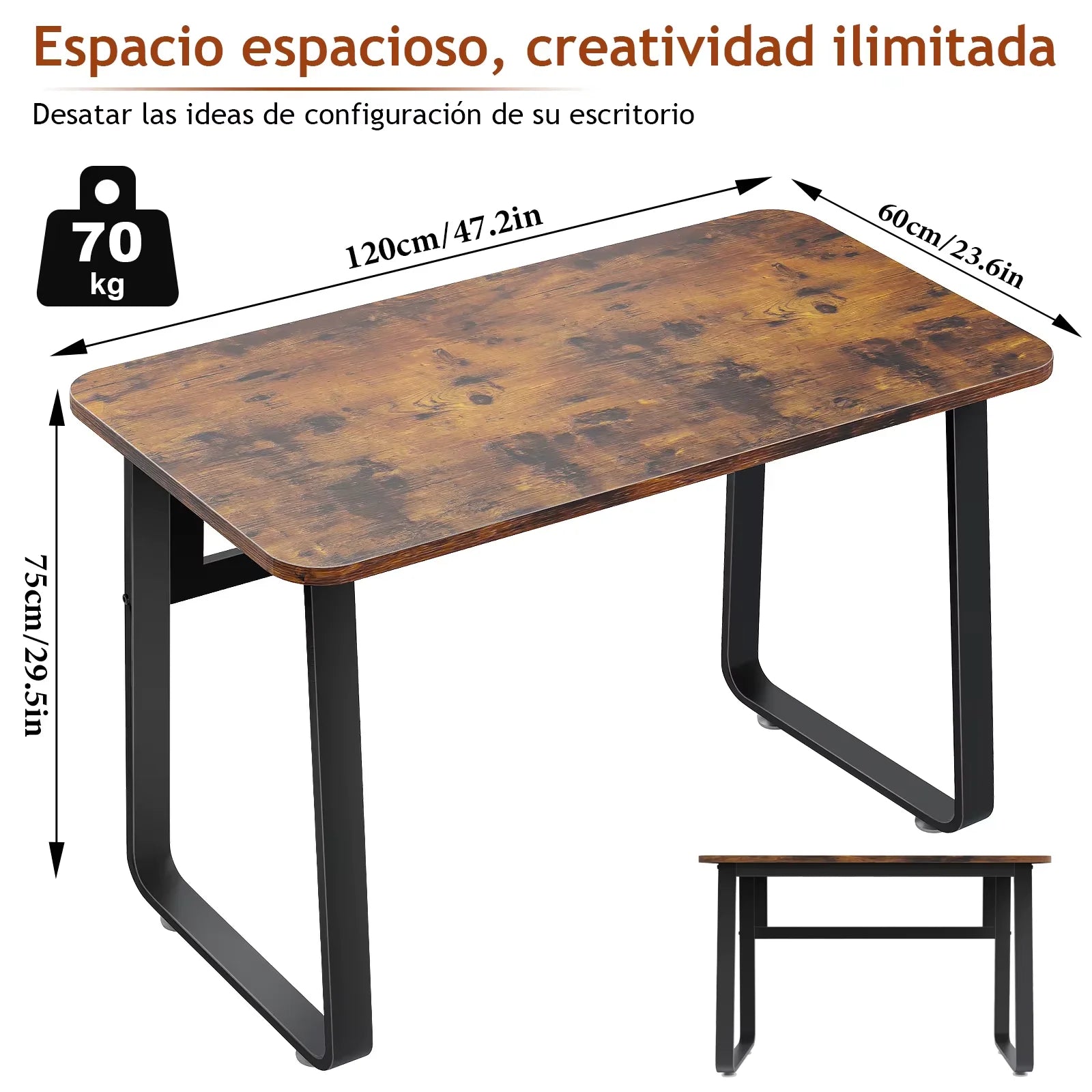 Escritorio de Computadora Moderno, Mesa de Escritorio Estilo Minimalista con Estructura Robusta para Hogar y Oficina, 100/120*60cm