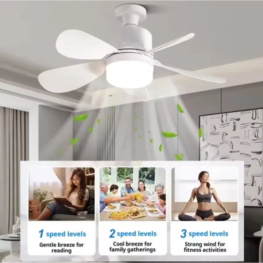 Ventilador de techo atornillado con casquillo de luz, ventilador de techo remoto con luz, 3 velocidades regulables para dormitorio, cocina, sala de estar