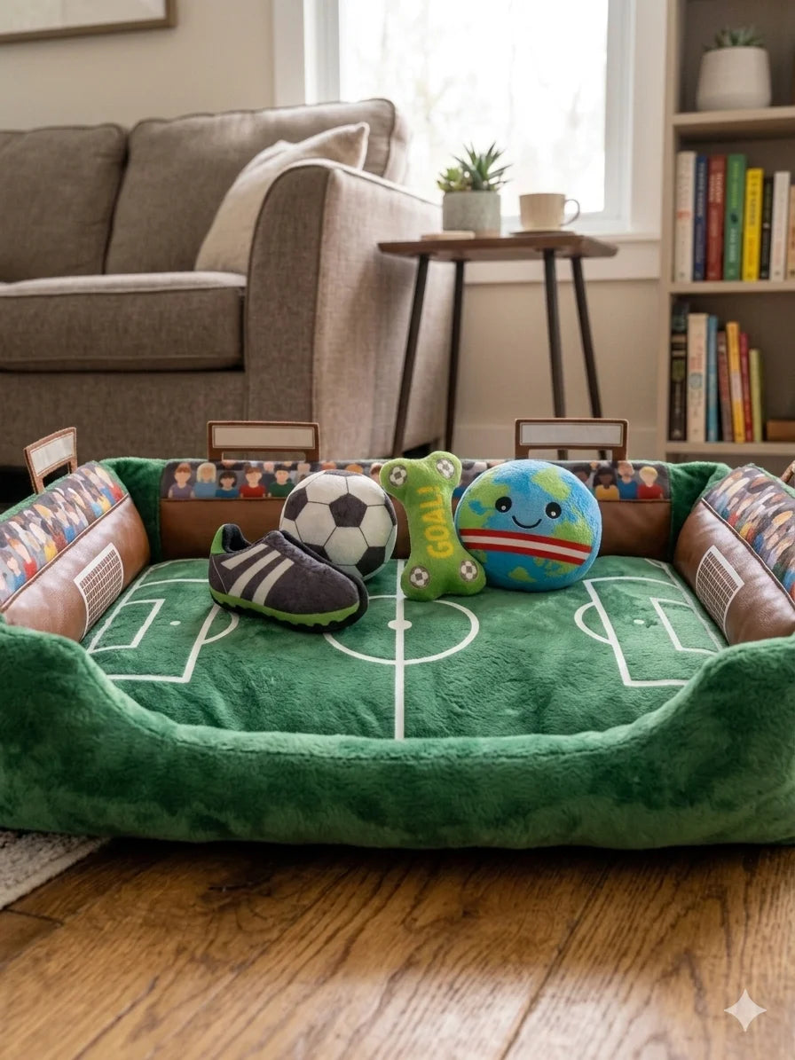 Set de 4 juguetes para mascota ,Juguete de peluche para mascota, Pack de estilo del mundial, suministros para mascota,para perros y gatos, pequeños o grandes