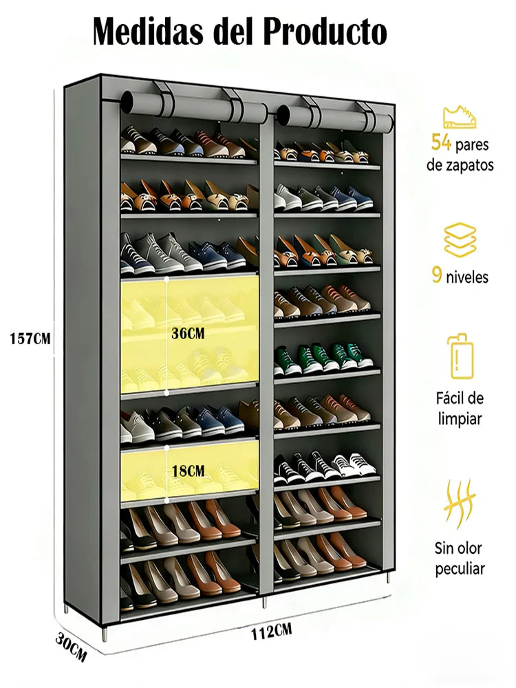 Organizador De Zapatos 9 Niveles Estante Zapatero Armable De Fácil Montaje Estructura Resistente Ahorrador De Espacio Para Closet Recámara Entrada Sala Y Hogar Multiusos Para Tenis Botas Sandalias Y Más