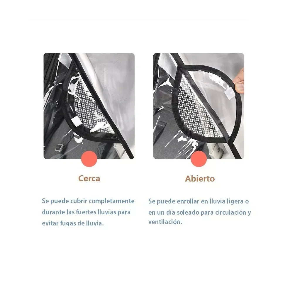 Cubierta protectora para carreola, Transparente