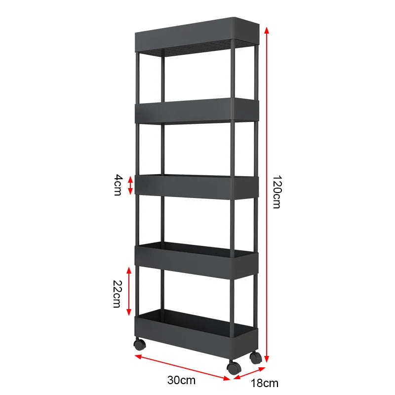 Estantería Rodante de 5/6 Niveles en Diseño Blanco y Negro, Carrito Almacenamiento Móvil Ideal para Cocina, Baño, Lavandería, Sala de Estar y Vestidores, Perfecto para Espacios Reducidos