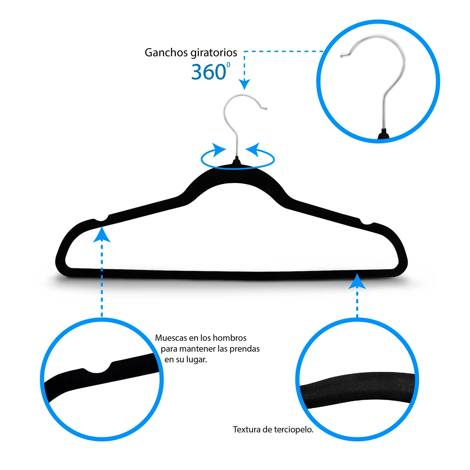 Set de Para Ropa De Terciopelo Resistentes 50 Piezas