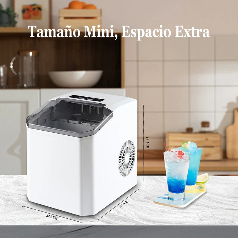 Máquina de hielo automática hogar, 6min/9pz, mudo, multifuncional, acero inoxidable