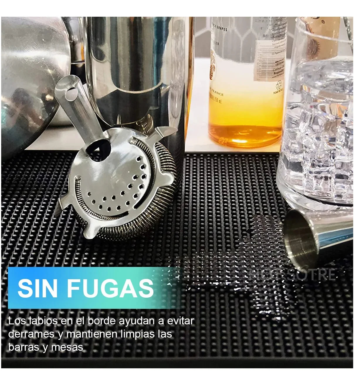 Kit 2pzs Tapete Para Bar Barra Escurridor Lab.G Barman 45*30cm Negro